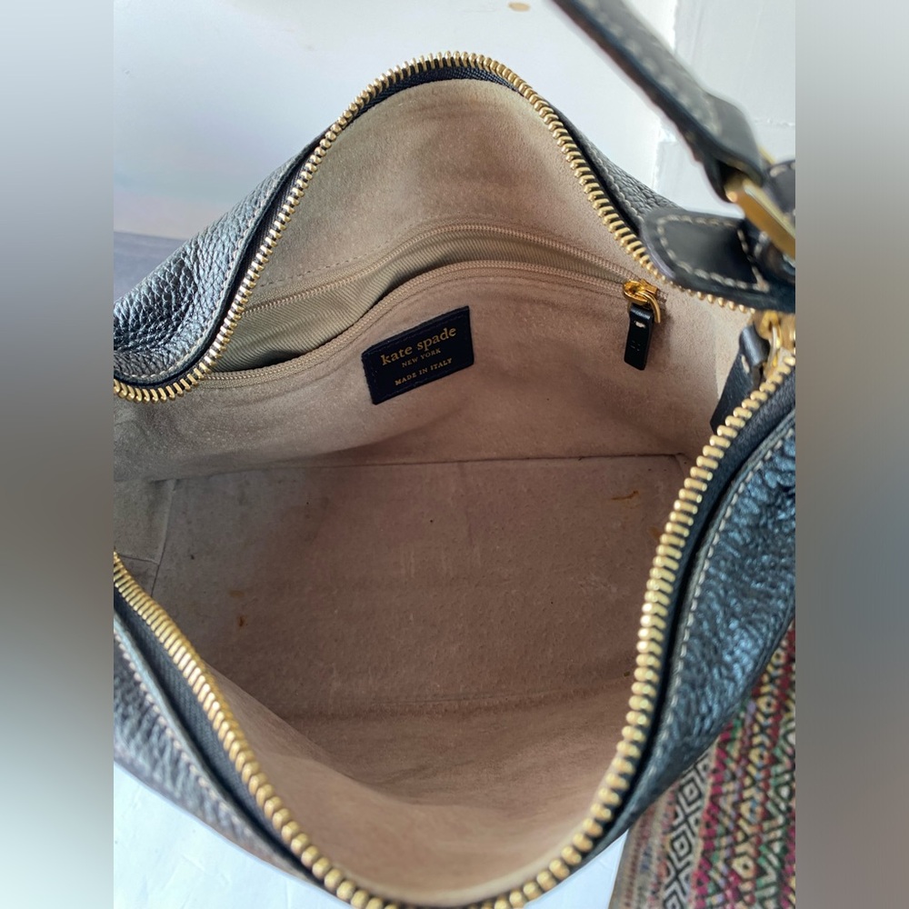 RARE Vintage Kate Spade Black Pebbled Leather Mini Hobo Made in Italy Y2K - Picture 11 of 14